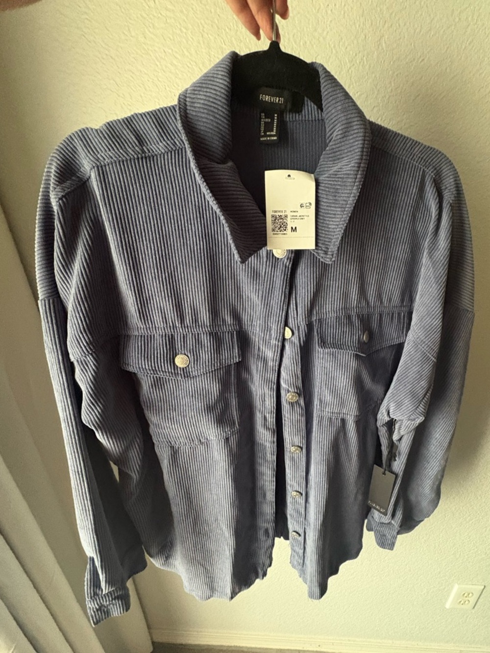 Forever 21 womens Slate Blue Corduroy Shirt Jacket BNWT SIZE MEDIUM oversized